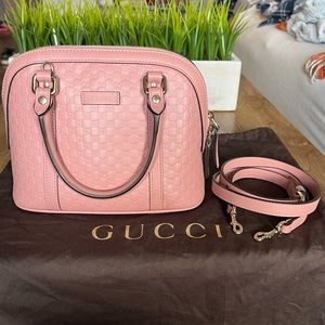 Gucci Authentic Shoulder Bag/Microguccissima Pattern/Pink Leather/Gold Hardware